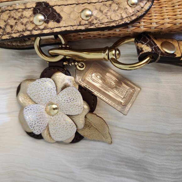 Coach Straw Python Clutch tan and Brown With Zebra liner Clear hang tag - Picture 6 of 11